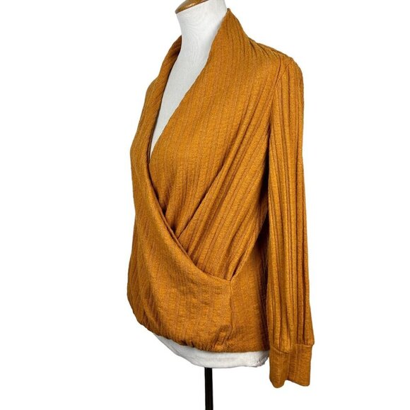 Maeve By Anthropologie omen's Mustard Wrap Top Size Small - Picture 4 of 10